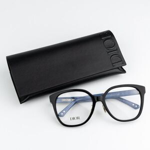 Dior Women's Glasses with Black Frame and Blue Accents